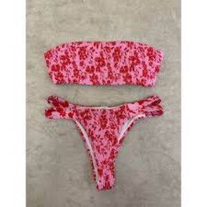 Pink and Red Floral Bikini Set